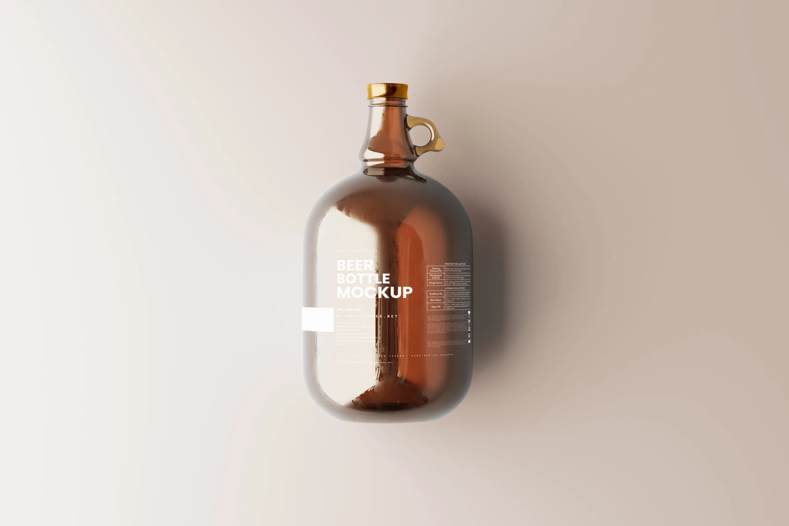 5 Shots of Amber Glass Beer Bottle Mockup with Handle FREE PSD