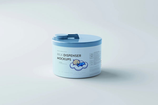 5 Shots of the Baby Milk Dispenser Jar Mockup FREE PSD