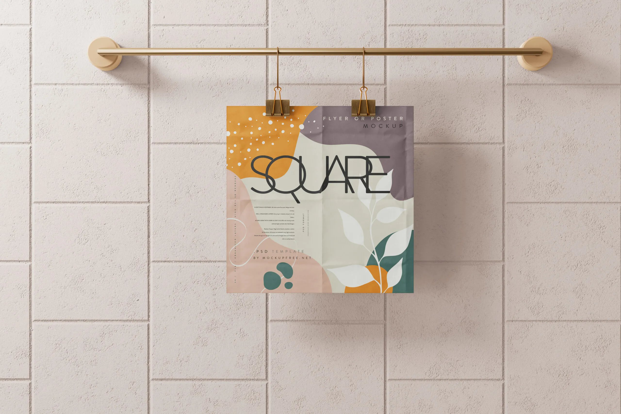 5 Square Flyer Mockups in Front Sight FREE PSD