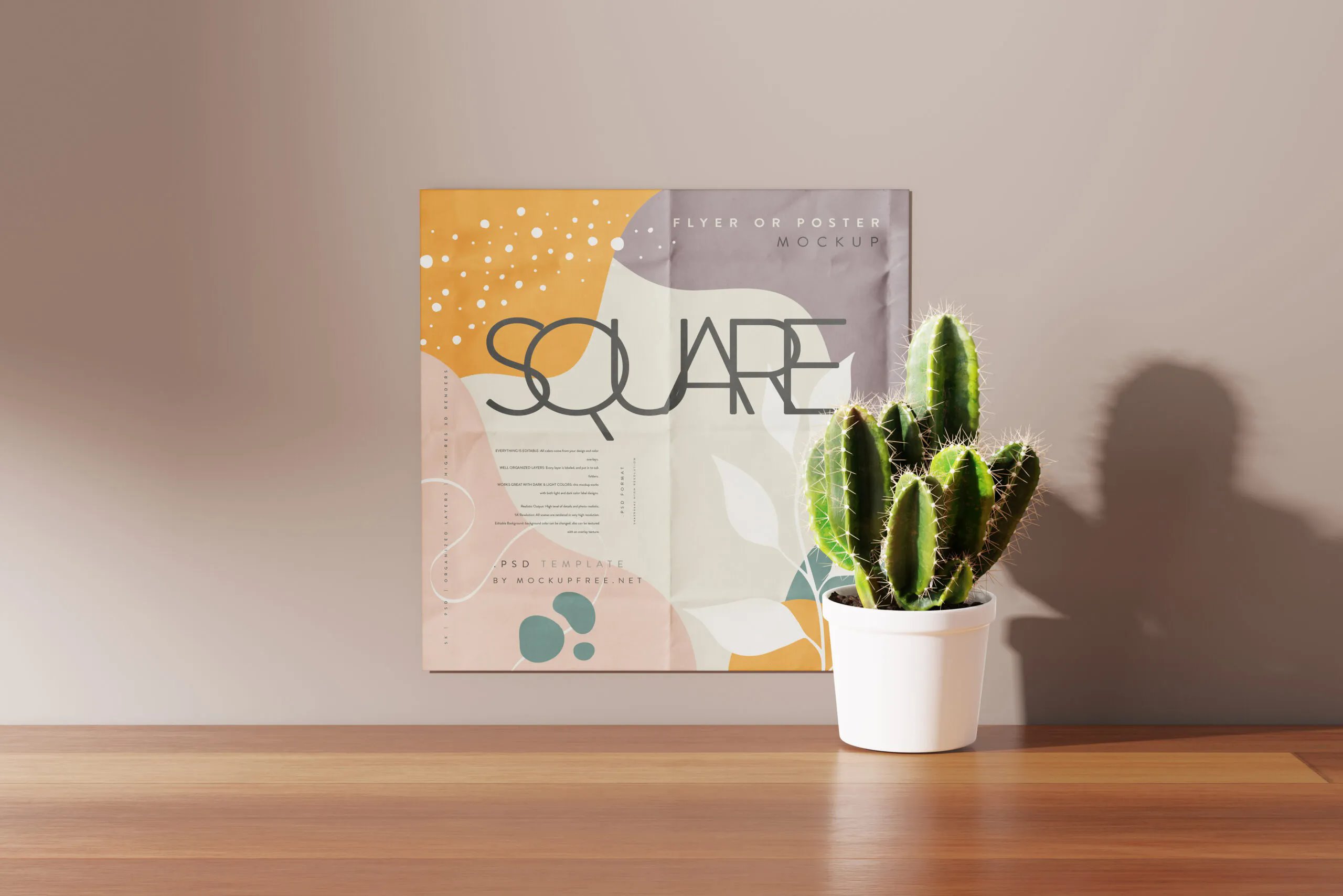 5 Square Flyer Mockups in Front Sight FREE PSD
