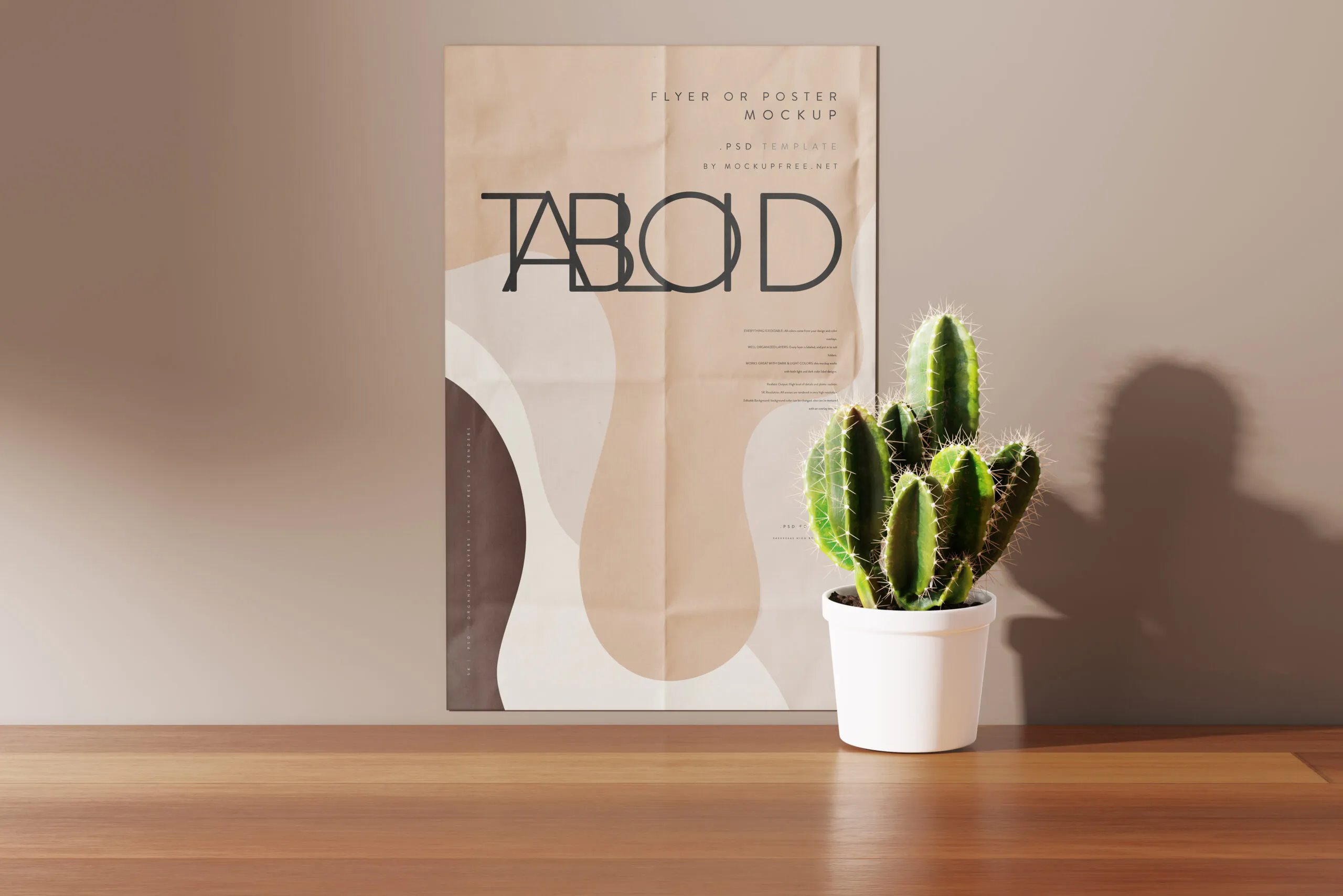 5 Tabloid Size Flyer or Poster Mockups in Front Sight FREE PSD