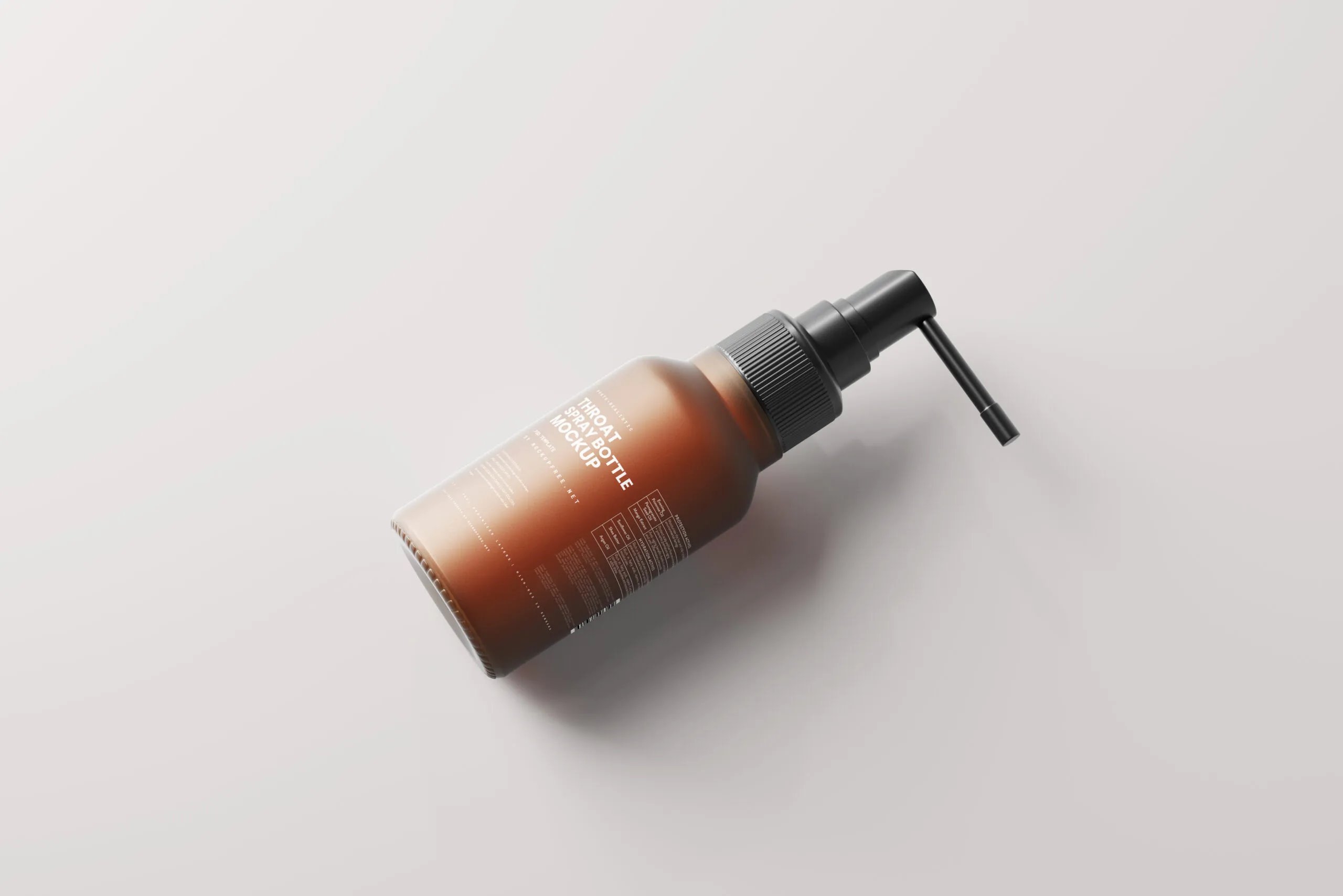6 Amber Glass Throat Spray Bottle Mockups with Label FREE PSD