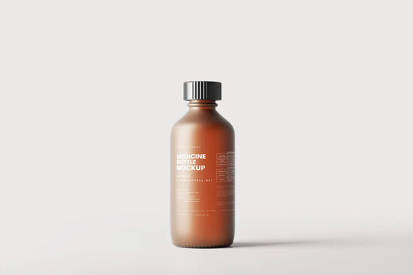 6 Frosted Glass Medicine Bottle Mockups in Varied Visions FREE PSD