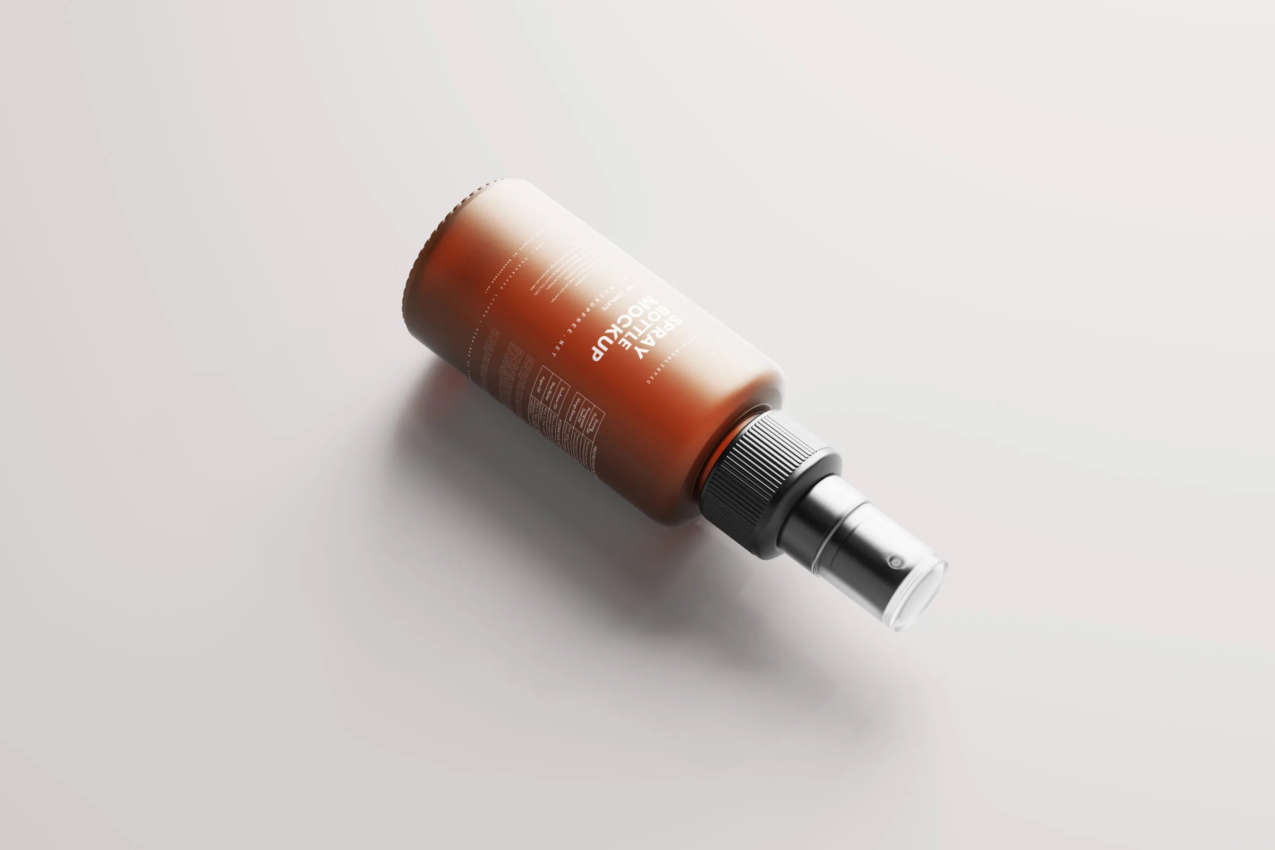 6 Mockups of Frosted Amber Glass Spray Bottle with Label FREE PSD