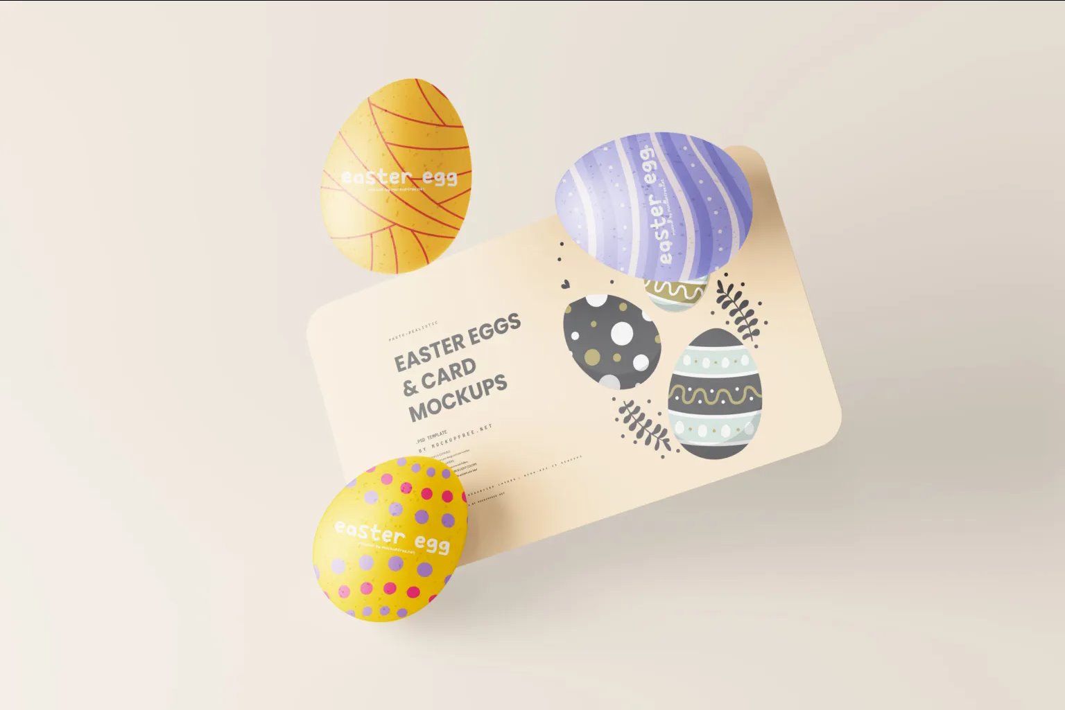 8 Card Mockups with Easter Eggs in Varied Sights FREE PSD