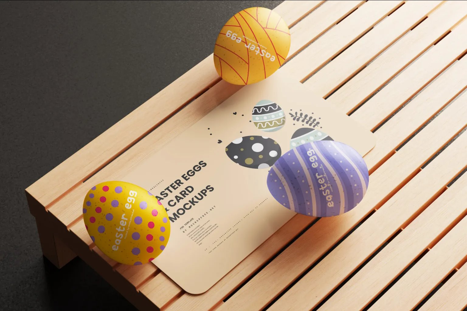 8 Card Mockups with Easter Eggs in Varied Sights FREE PSD