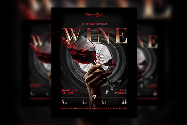 Black and Red Wine Flyer Template FREE PSD