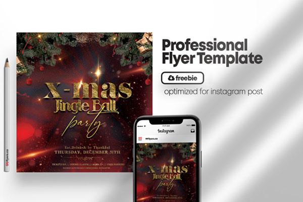 Classy Christmas Party Evening Flyer / Instagram Post Template Free