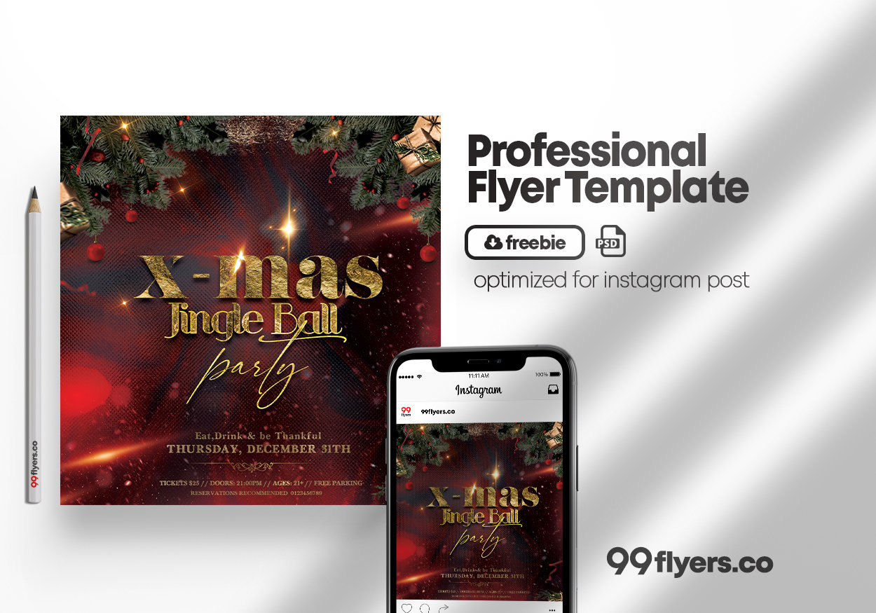 Classy Christmas Party Evening Instagram Post Template FREE PSD