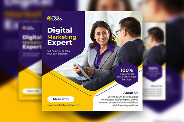 Creative Modern Digital Marketing Business Instagram Post Template FREE PSD