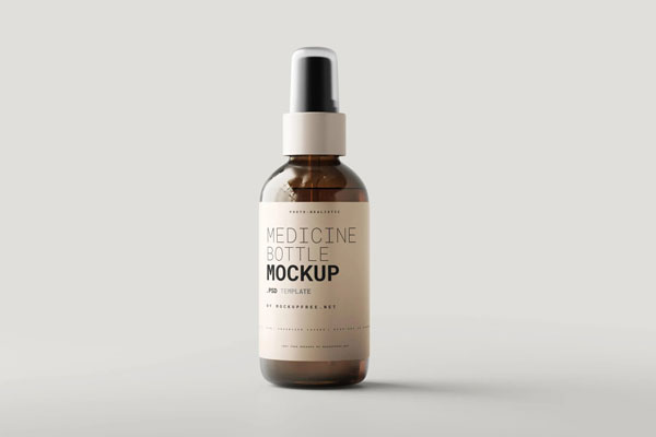 Different Sights of Amber Glass Spray Bottle Mockups FREE PSD