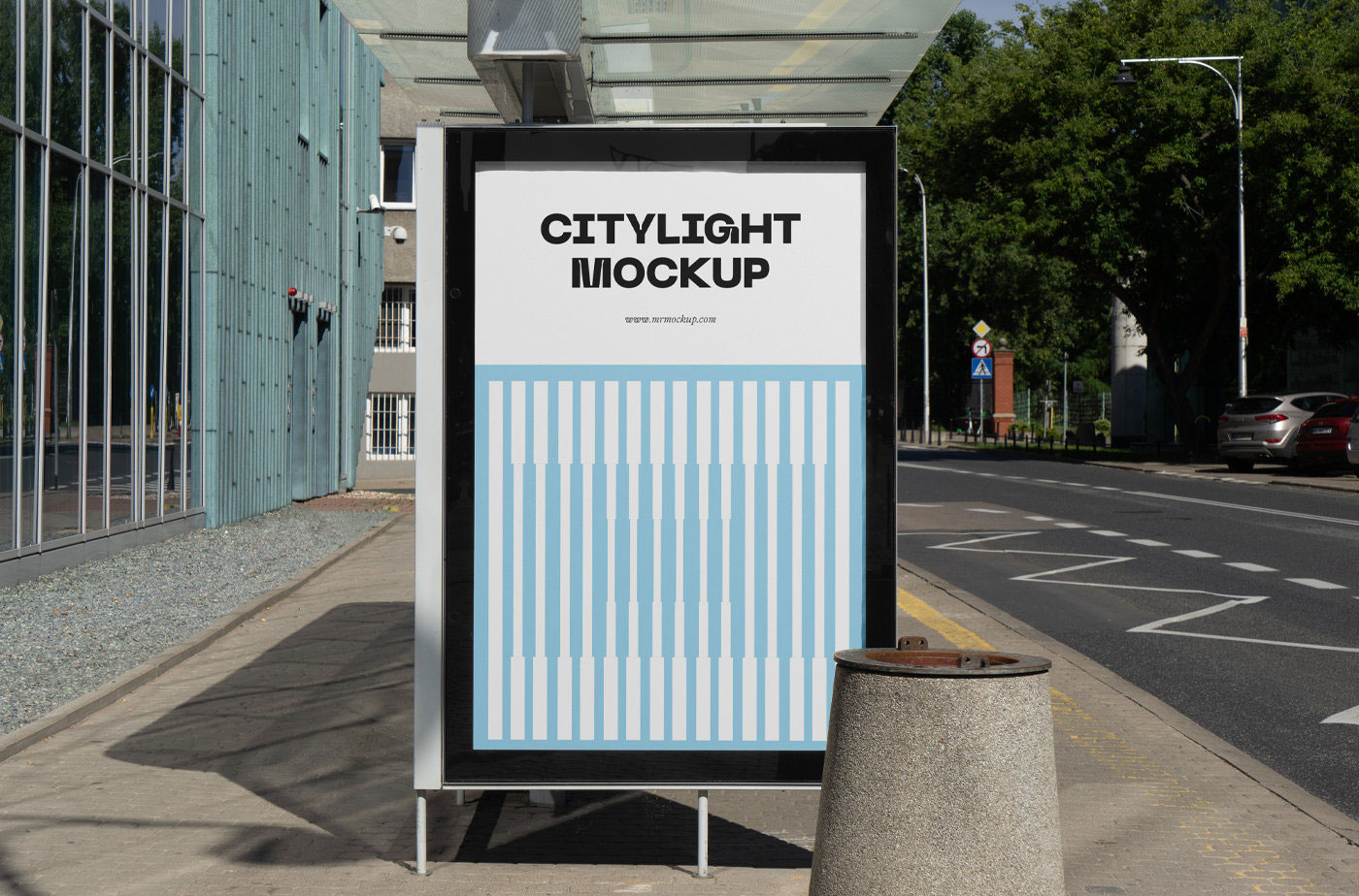 Front Sight of Citylight Mockup on Bus Stop Free Download | Resource Boy