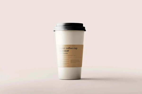 Eco Coffee Cup with Lid PSD Mockup, High Angle View – Original Mockups