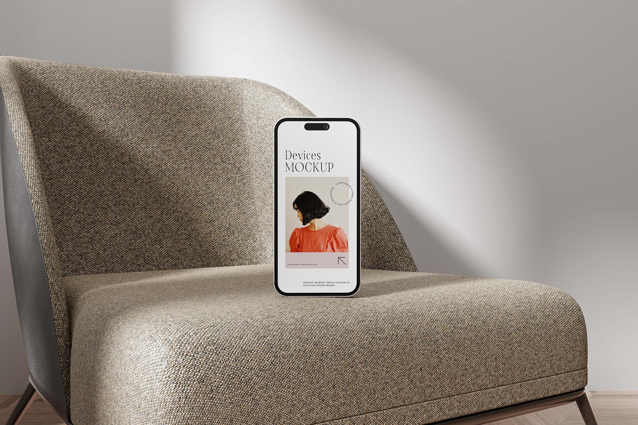Front Sight of Phone Mockup on Sofa FREE PSD