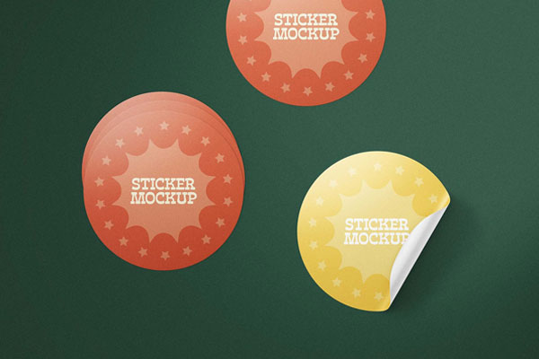 Front Sight of Round Stickers Mockup FREE PSD