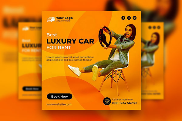 Geometric Luxury Car Renting Instagram Post Template FREE PSD
