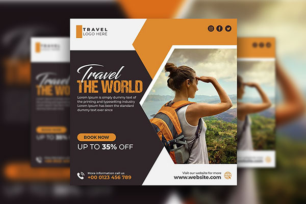 Geometric Travel and Tour Holiday Instagram Post Template FREE PSD