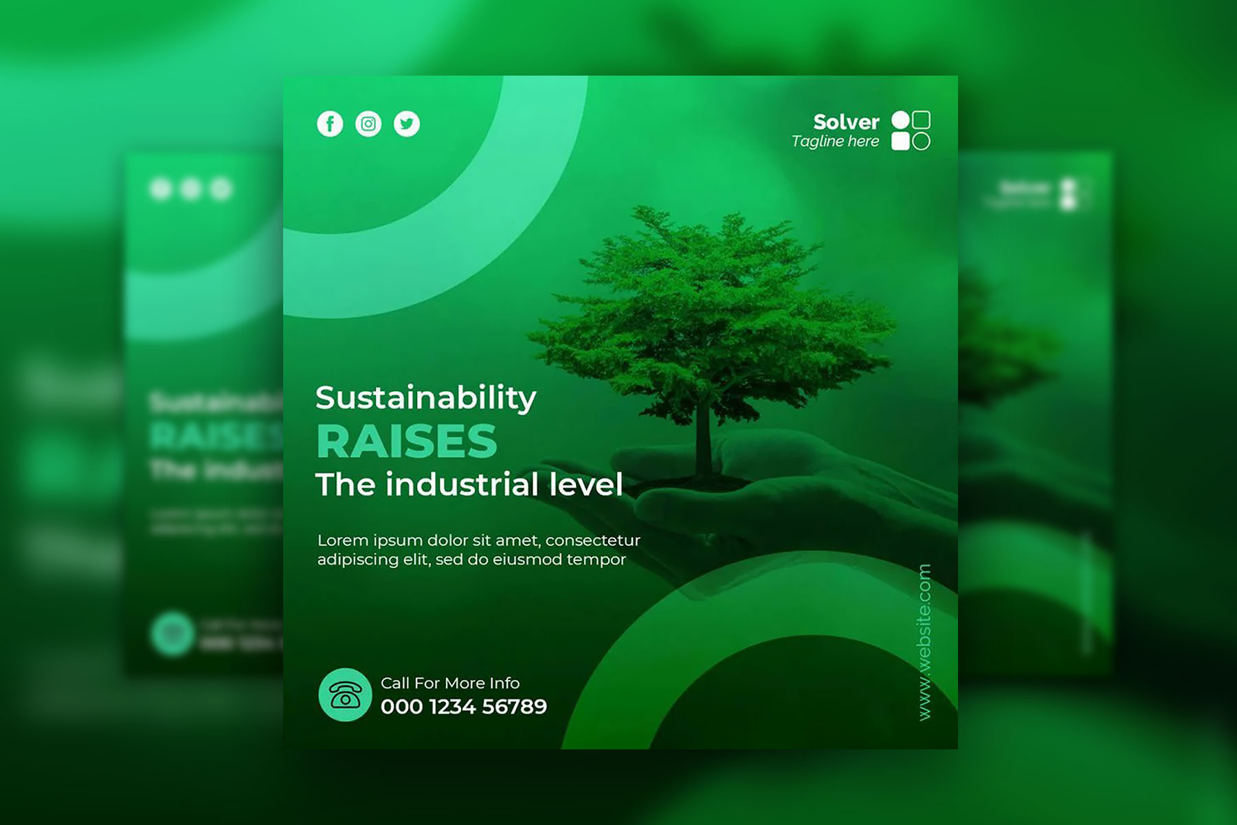 Green Illustrative Solar Energy Instagram Post Template FREE PSD