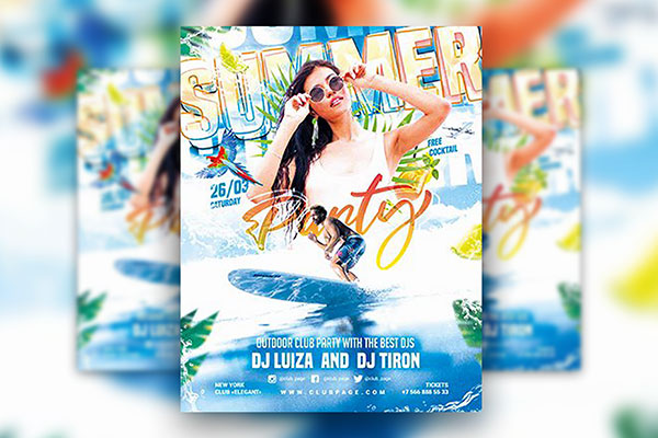 Hot Colorful Summer Party Flyer Template FREE PSD