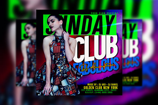Joyful Hot Night Club Flyer / Instagram Template FREE PSD