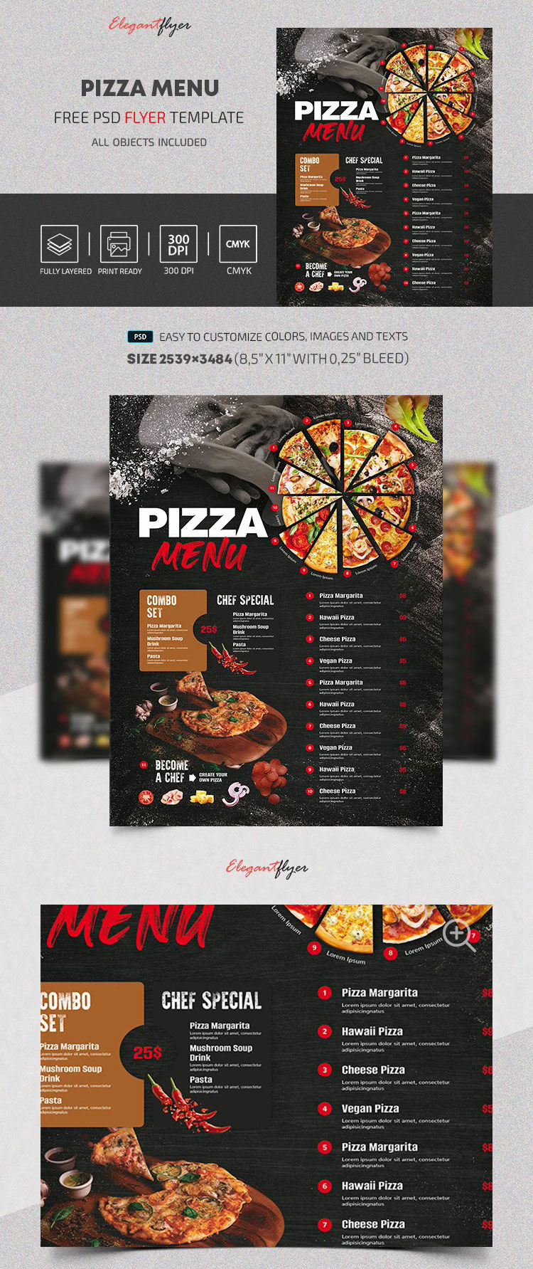 Lickerish Black Pizza Menu Flyer Template (FREE) - Resource Boy