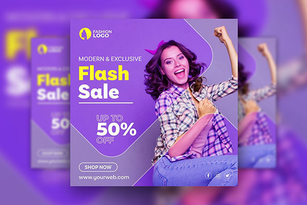 Modern Square Flash Sale Instagram Post Template FREE PSD