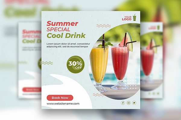 Neat Fresh Juice and Drinks Instagram Post Template FREE PSD