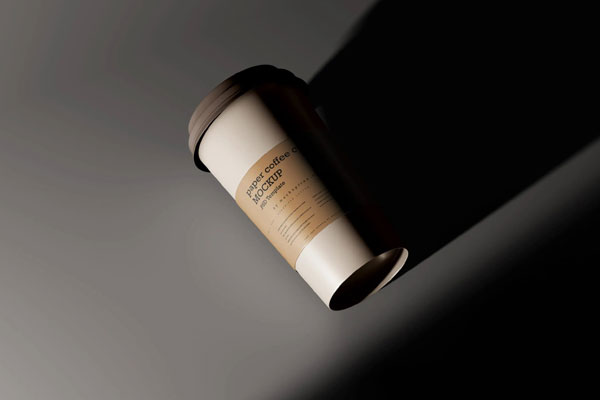 Perspective Sight of Disposable Paper Coffee Cup Mockup FREE PSD