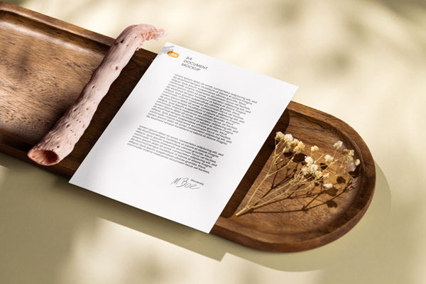 Perspective Sight of Letterhead Mockup with Branch FREE PSD