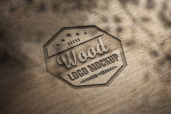 Perspective Sight of Woodcut Logo Mockup FREE PSD