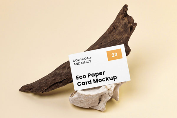 Perspective View of Business Card Mockup with Branch FREE PSD