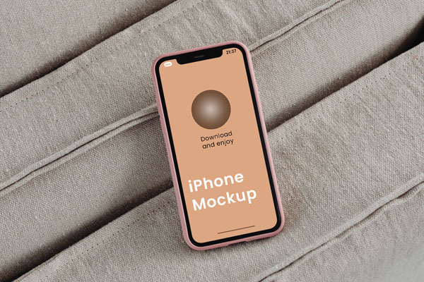 Perspective View of Lying iPhone Mockup FREE PSD