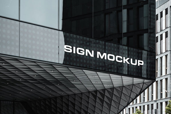 Perspective View of Sign Mockup on Corporate Building FREE PSD