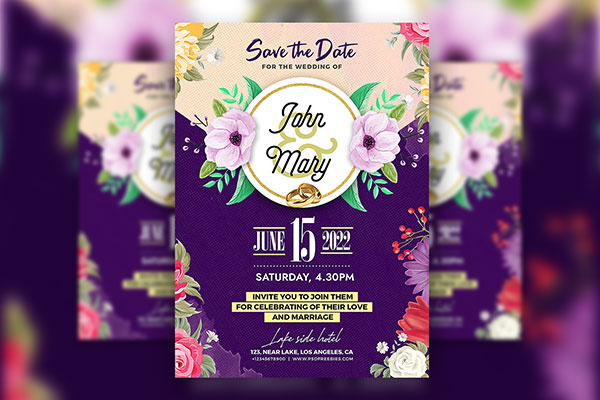 Illustrated Wedding Day Flyer and Facebook Event Cover Template (FREE ...