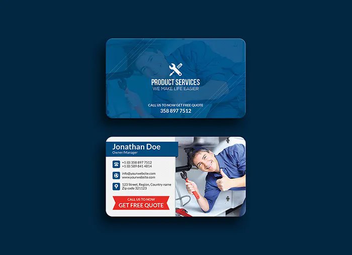 Professional Service Business Card Template FREE PSD
