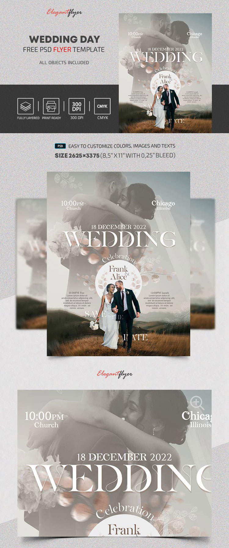 Soft White Wedding Day Flyer Template (FREE) - Resource Boy