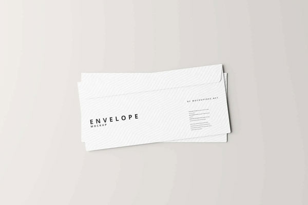 Top Sight of 2 Long Envelopes Mockup FREE PSD