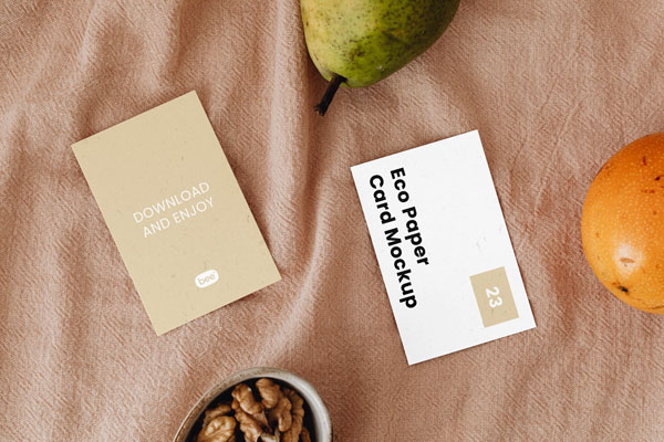 Perspective View of Business Card Mockup on Office FREE PSD