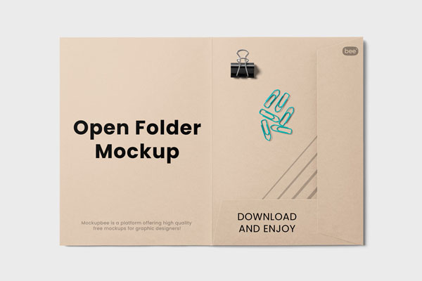 Top Sight of Open Folder Mockup Free Download | Resource Boy
