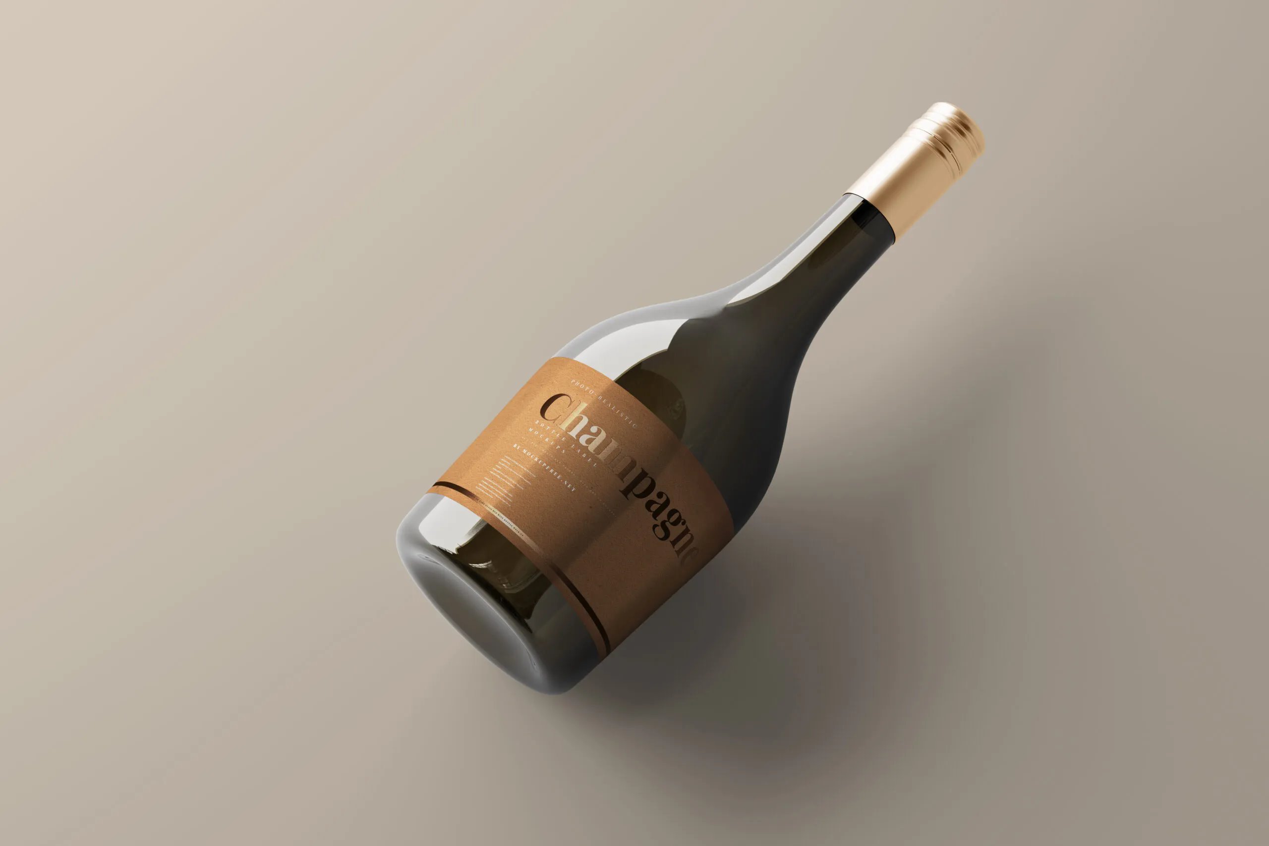 Varied Views of 5 Champagne Bottle Mockups FREE PSD