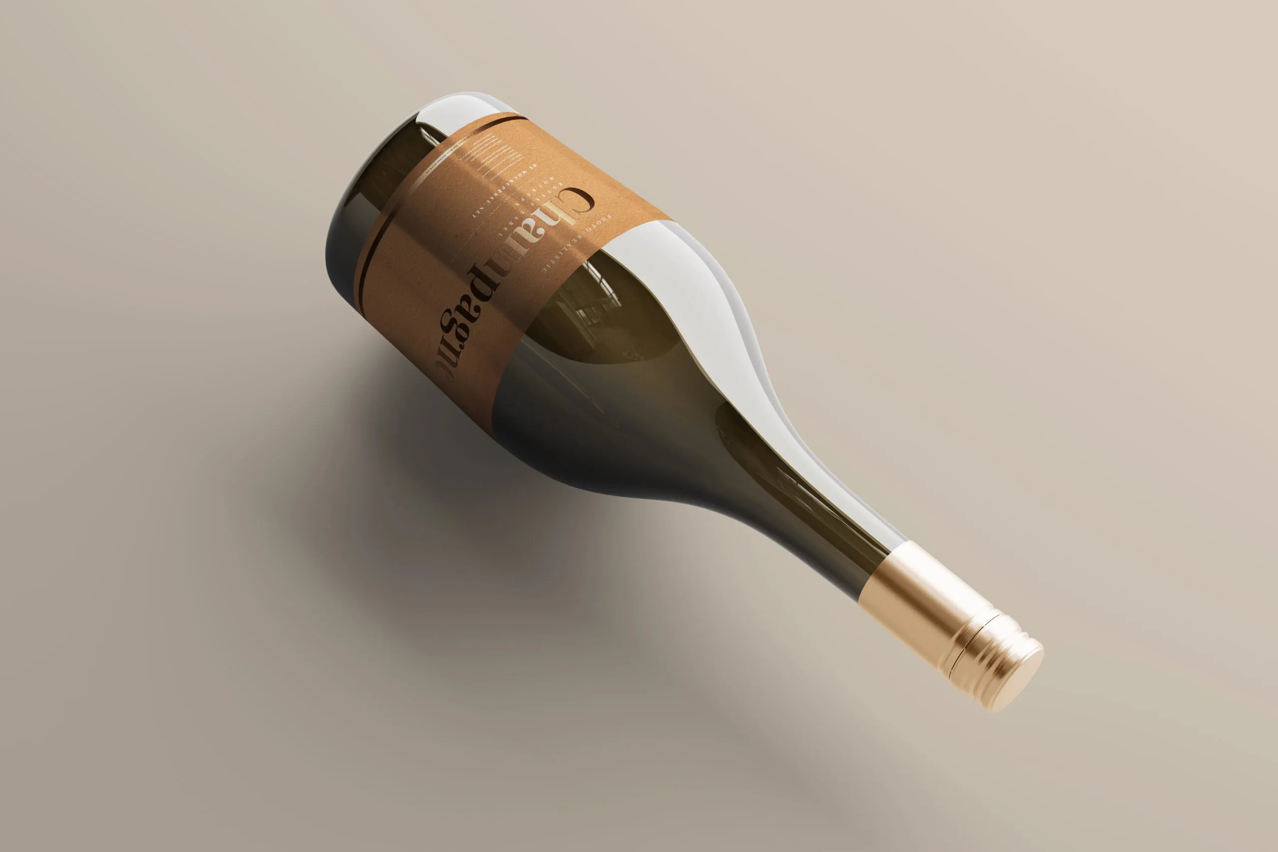 Varied Views of 5 Champagne Bottle Mockups FREE PSD