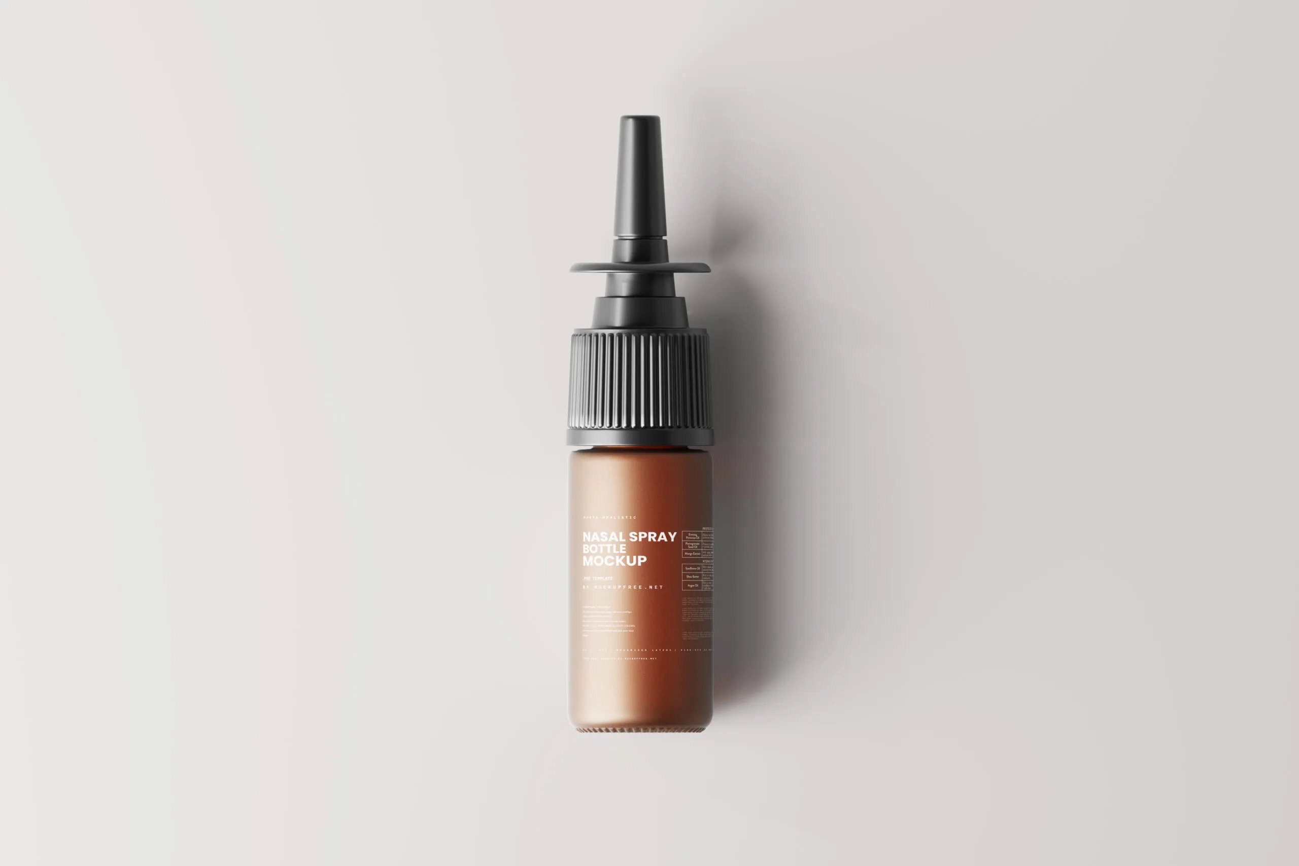 Varied Visions of 6 Frosted Amber Glass Nasal Spray Mockups FREE PSD