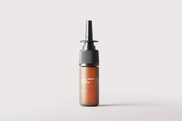 Varied Visions of 6 Frosted Amber Glass Nasal Spray Mockups FREE PSD
