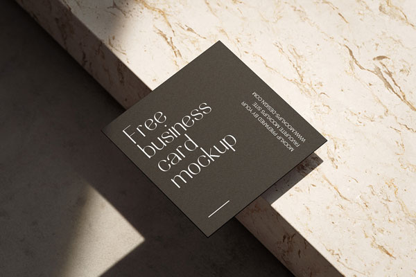Varies Sights of 4 Business Cards Mockups on Marble Ground FREE PSD