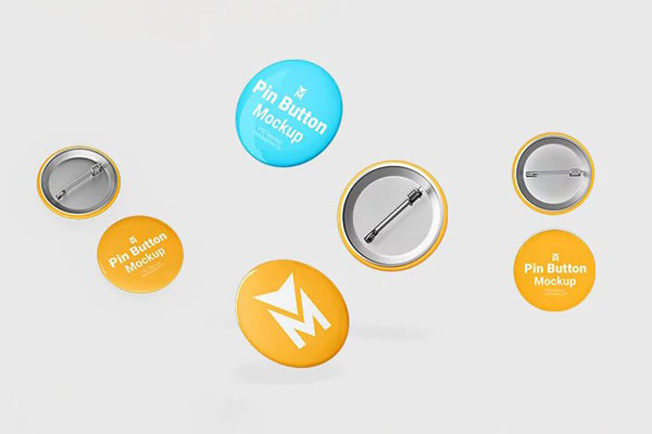 3 Button Badge Mockups in Various Sights FREE PSD
