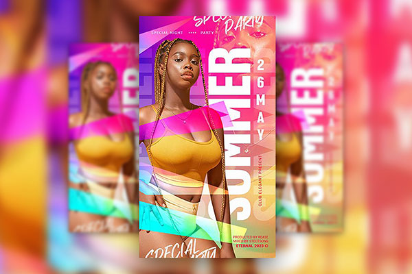4 Colorful Summer Party Flyer / Instagram Stories Templates FREE PSD