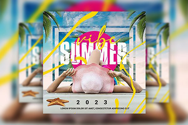 4 Refreshing Summer Vibes Flyer / Instagram Post Templates FREE PSD