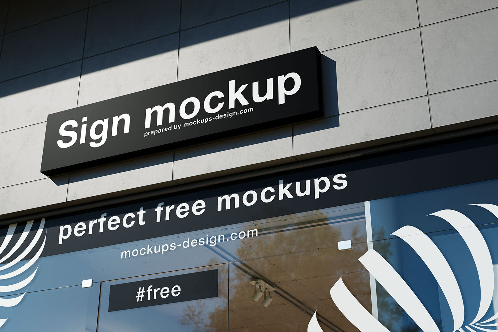 4 Sign Mockup with Glass Exposition in Varied Shots FREE PSD