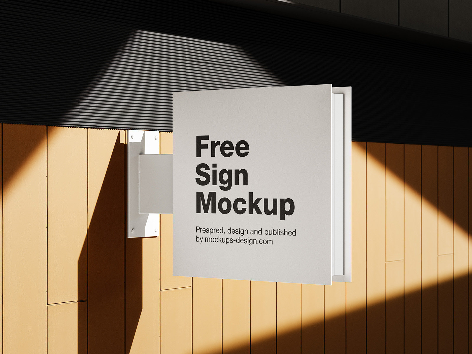 3 Mockups of Rectangular Hanging Sign on Wall (FREE) - Resource Boy