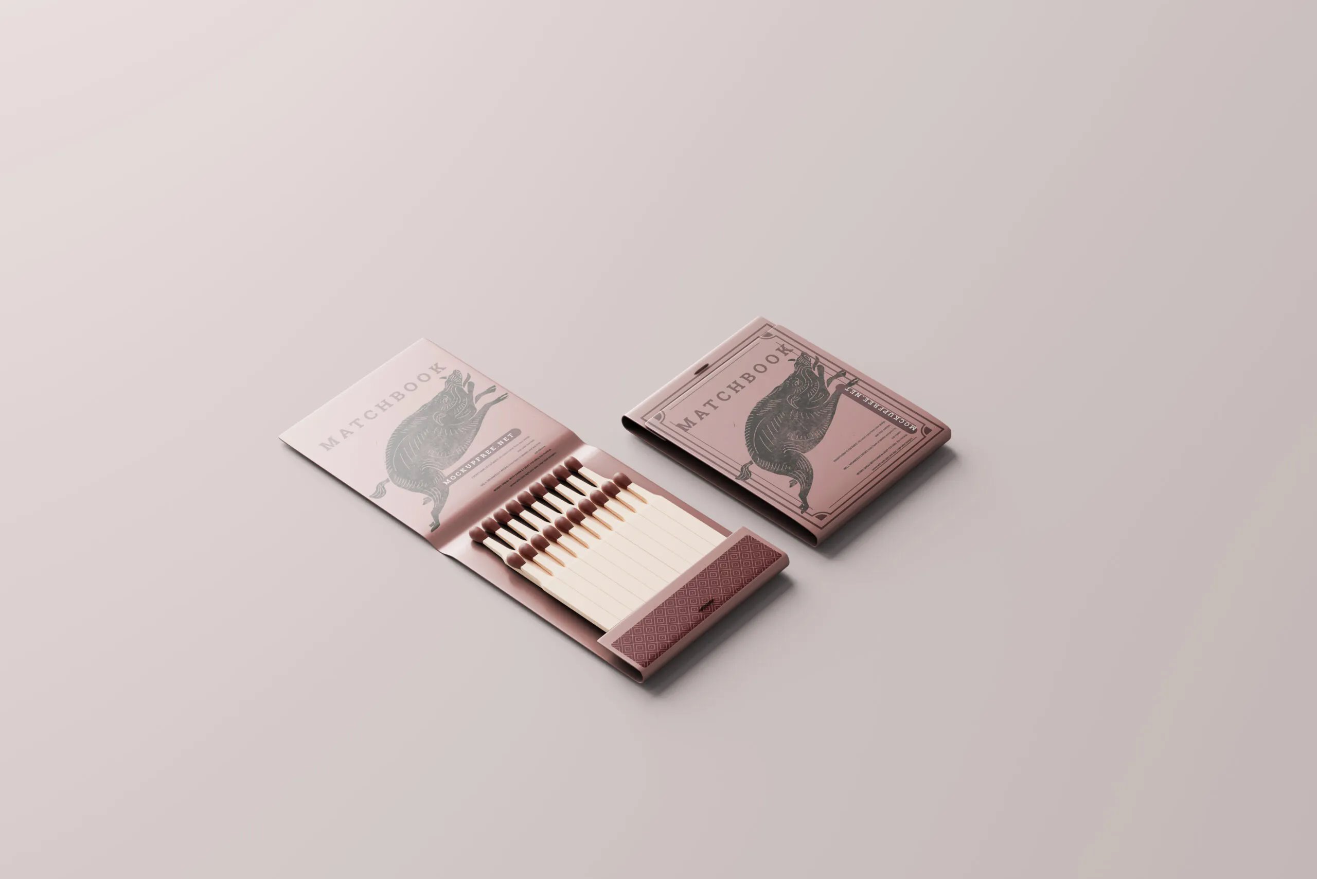 5 Matchbook Mockups in Top and Perspective Visions FREE PSD